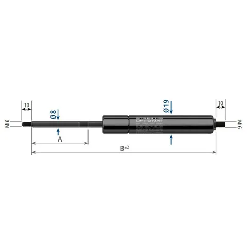 Stabilus 200N gassfjær l=462/s=200 univ