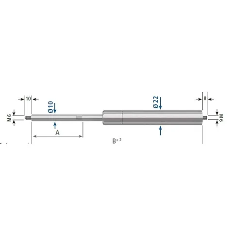 Stabilus 700N gassfjær l=204/s=75 univ.
