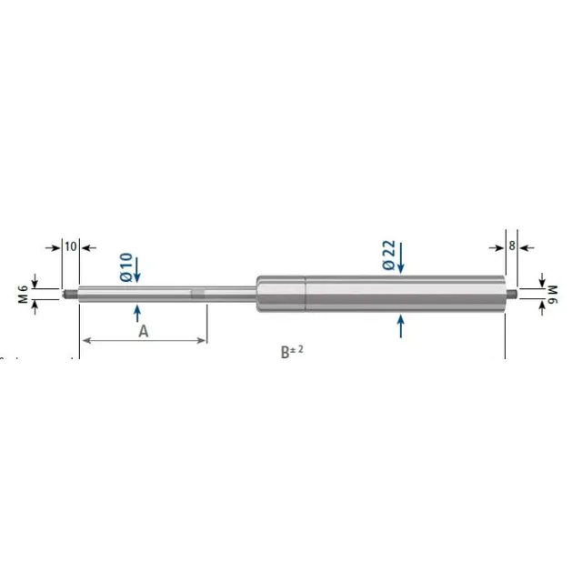 Stabilus 300N gassfjær l=204/s=75 univ. 