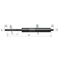 Stabilus 1000N gassfjær l=604/s=275 uni