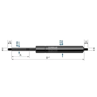 Stabilus 800N gasssfjær l=757/s=350