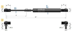 Stabilus *250N gassfjær l=280/s=165 k-k