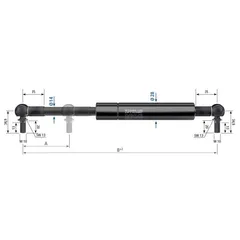 Stabilus 1700N gassfjær l=435/s=150 k-k