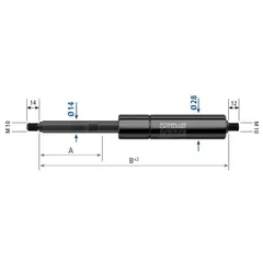 Stabilus 1900N gassfjær l=270/s=100 uni