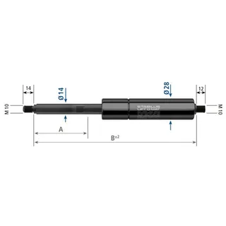 Stabilus 700N gassfjær l=370/s=150 univ