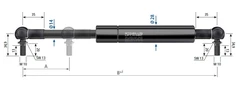 Stabilus 1300N gassfjær l=935/s=400 k-k