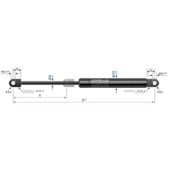 Stabilus 200N gassfjær l=145/s=40 ø-ø