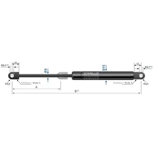 Stabilus 300N gassfjær l=227/s= 80 ø-ø