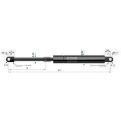 Stabilus 900N gassfjær l=385/s=145 ø-ø