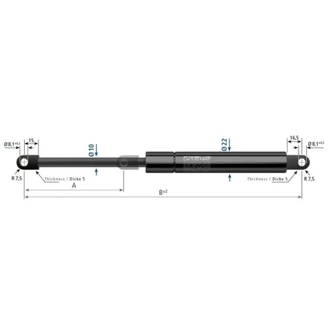 Stabilus 400N gassfjær l=685/s=295 ø-ø