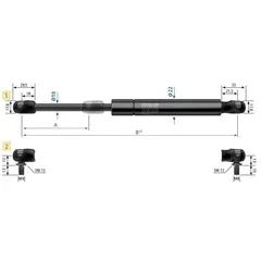 Stabilus 900N gassfjær l=385/s=150 k-k