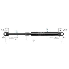 Stabilus 600N gassfjær l=285/s=100 ø-ø