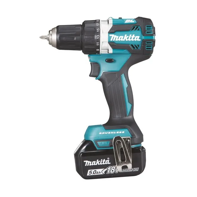 Makita bormaskin DDF484RTJ 18V 13 mm chuck, 2 x 5Ah-batterier og lader 