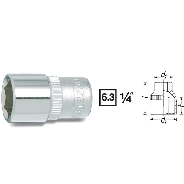 Hazet Pipe 850A-3/16 6-kant 1/4 tomme firkantdrev | NV 3/16" 