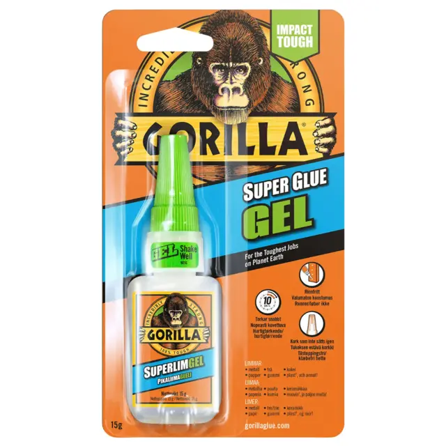Gorilla Super Glue Gel superlim 15 g Gel for kontrollert påføring 