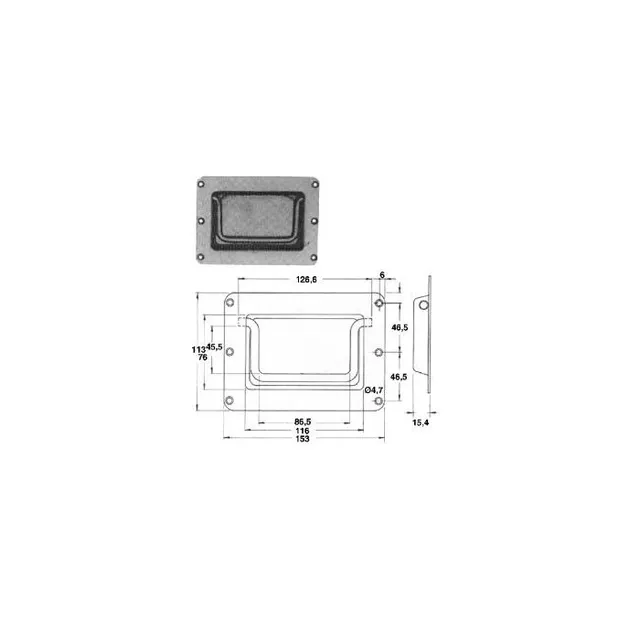 Kassehåndtak 8513134 Elforzinket innfellbart 153x113 