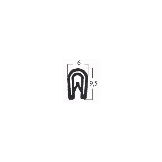 Kantlist U-profil svart, 0,5-1,5 mm 