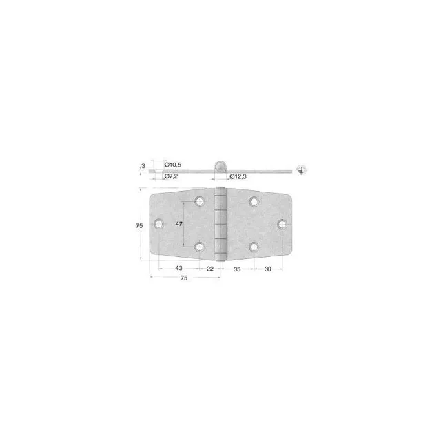 Hengsel 2230780 rustfri 304 L=75+75 H=75 