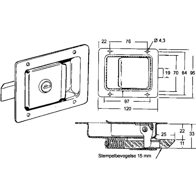 Dørlås Innfelt RF304 