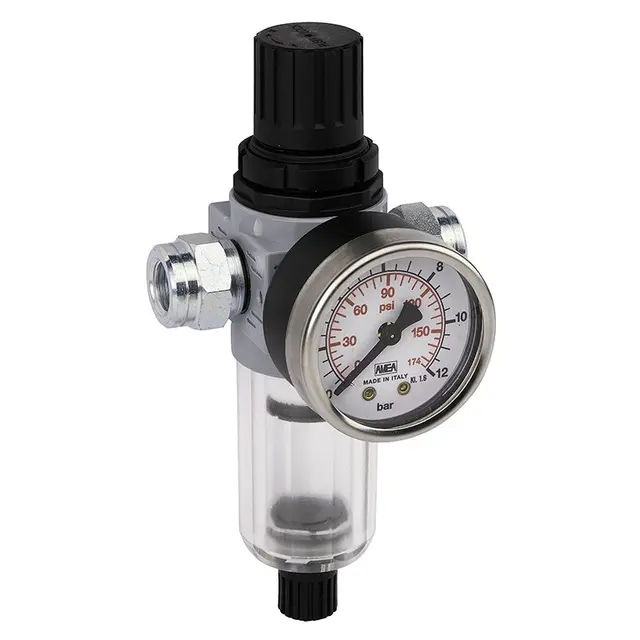 Trykkregulator med kondensavløp Manometer og G 1/4" innvendig 