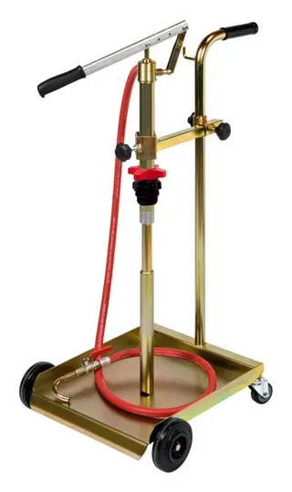 Manuell oljepumpe med vogn Dobbeltvirkende, for fat 30-60 kg 