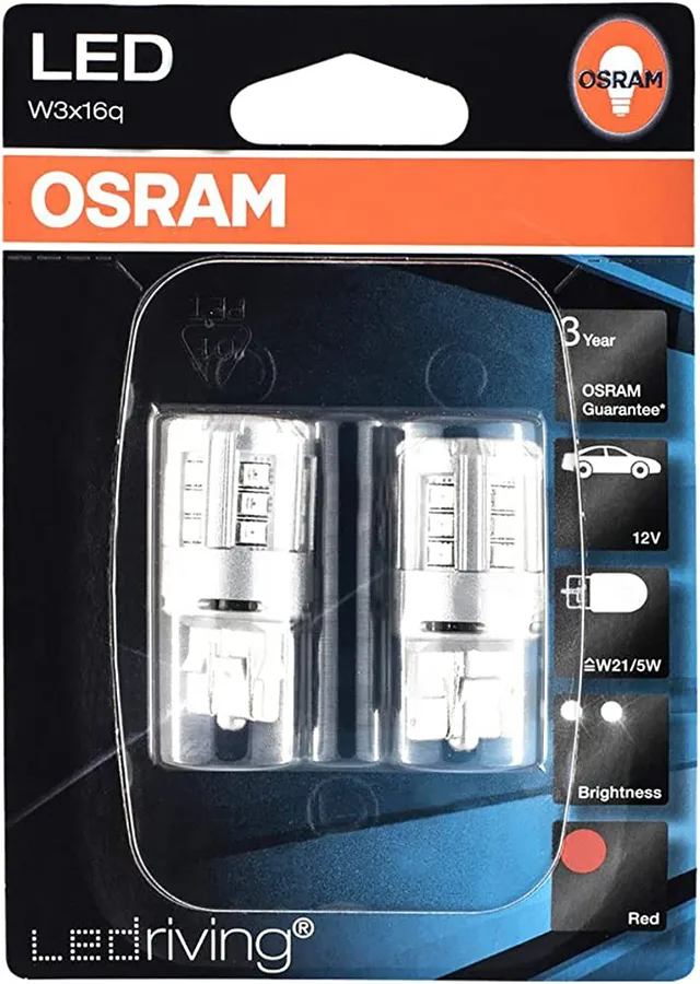 Osram W21/5W W3X16Q 12V Rød Led M2 