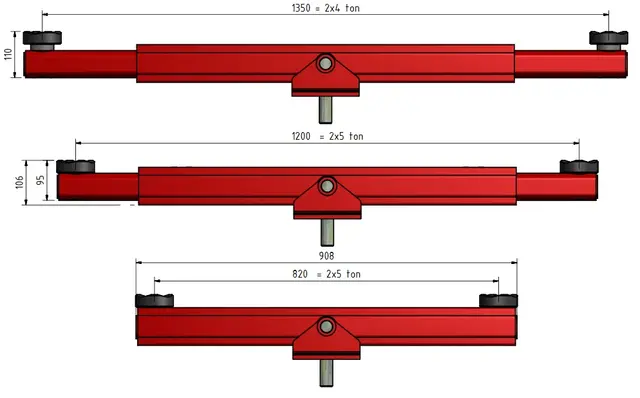 Nenab justerbart løfteåk 8 t 1350 mm 10 t ved løftebredde inntil 1200 mm 
