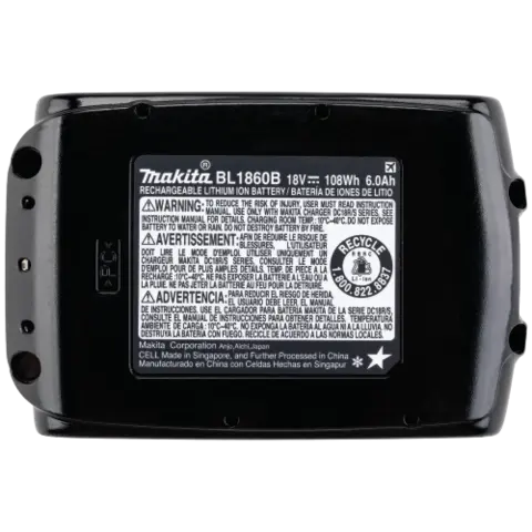 Makita batteri BL1860B 18V 6,0Ah Li-ion, batteriindikator, kartong 