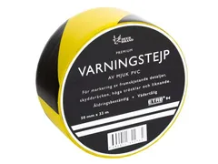 Varslingstape 50MMX33M gul/sort
