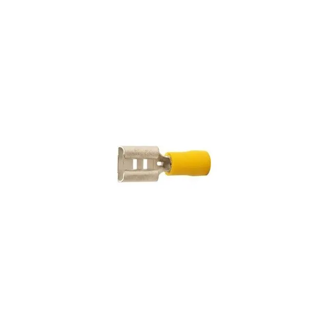 Abiko flatstikker 6,3 mm hunn gul A4607FL, isolert 
