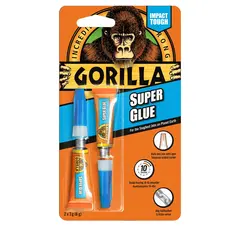 Gorilla Super Glue superlim 2 x 3 g Hurtiglim uten behov for fastspenning