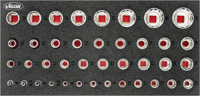 VIGOR Pipesett 4 – 32 mm 42 deler 2K mykskuminnlegg, størrelse S 