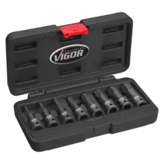 VIGOR slagpipesett med bits 8 deler 1/2" Mål: 78 mm
