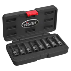 VIGOR slagpipesett med bits 8 deler 1/2" Mål: 78 mm