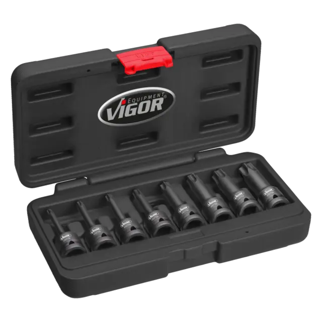 VIGOR slagpipesett med bits 8 deler 1/2" Mål: 78 mm 