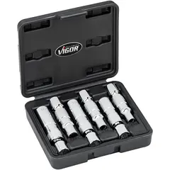 VIGOR Glødepluggsett 6 deler 3/8" 9 10 Innebygget magnet holder glødepluggen