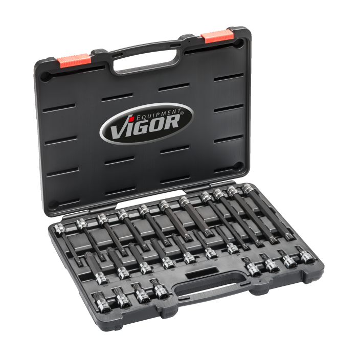 VIGOR skrutrekkerpipesett 26 deler 3/8" For manuell bruk