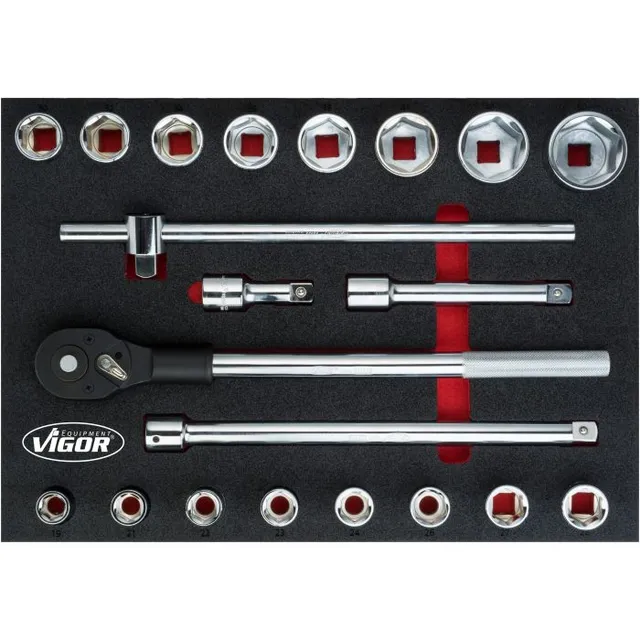 VIGOR Pipesett 21 deler 3/4" 6-kant 2K mykskuminnlegg, størrelse L 