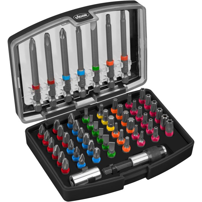VIGOR Bitsboks 57 deler 1/4" Skrutrekkerpipe (bits) ~ DIN / ISO