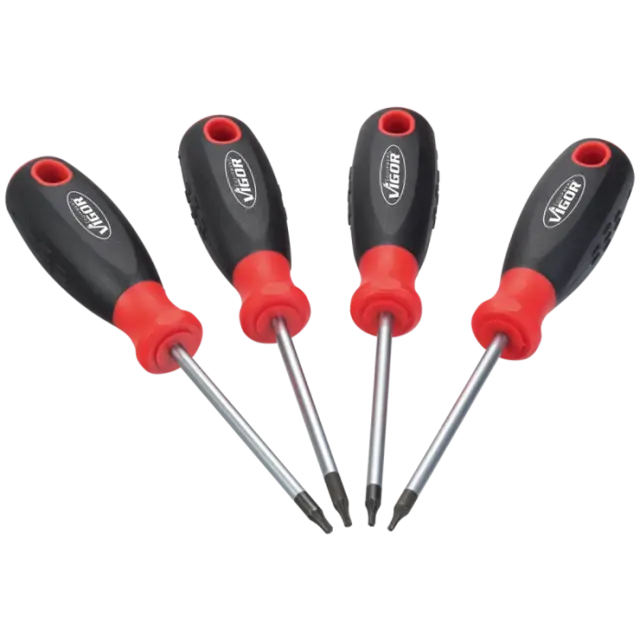 VIGOR Skrutrekkersett 4 deler Torx T6 T7 Iht. DIN/ISO 