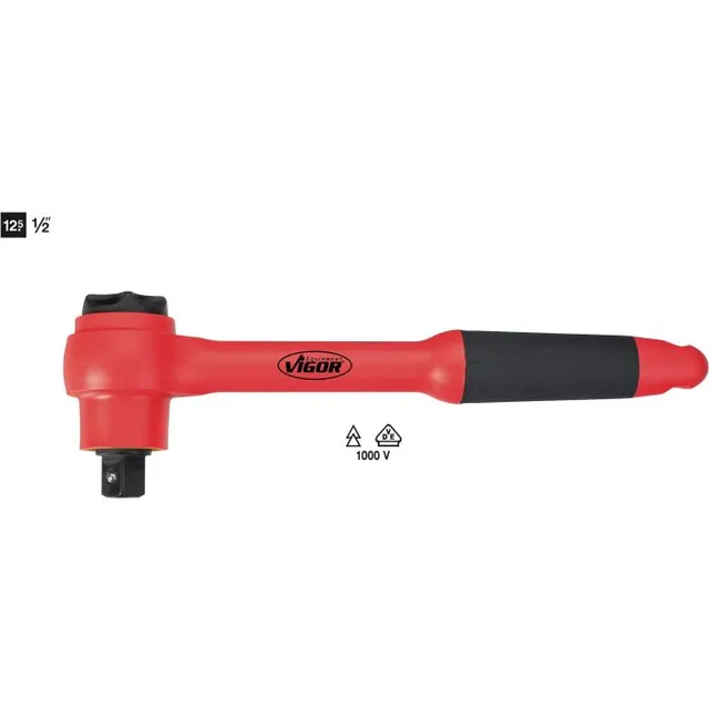 VIGOR VDE vendbar skralle 255 mm 1/2" Mål: 255 mm, for manuell bruk 
