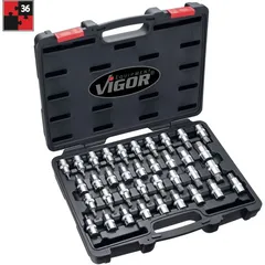 VIGOR skrutrekkerpipesett 36 deler 1/2" For manuell bruk