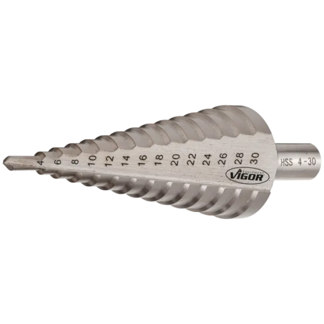 VIGOR HSS-trinnbor 4 – 30 mm 4 - 30 mm Mål: 100 mm 