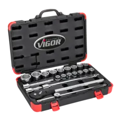 VIGOR Pipesett 21 deler 3/4" 6-kant 24 tenner, 15° arbeidsvinkel